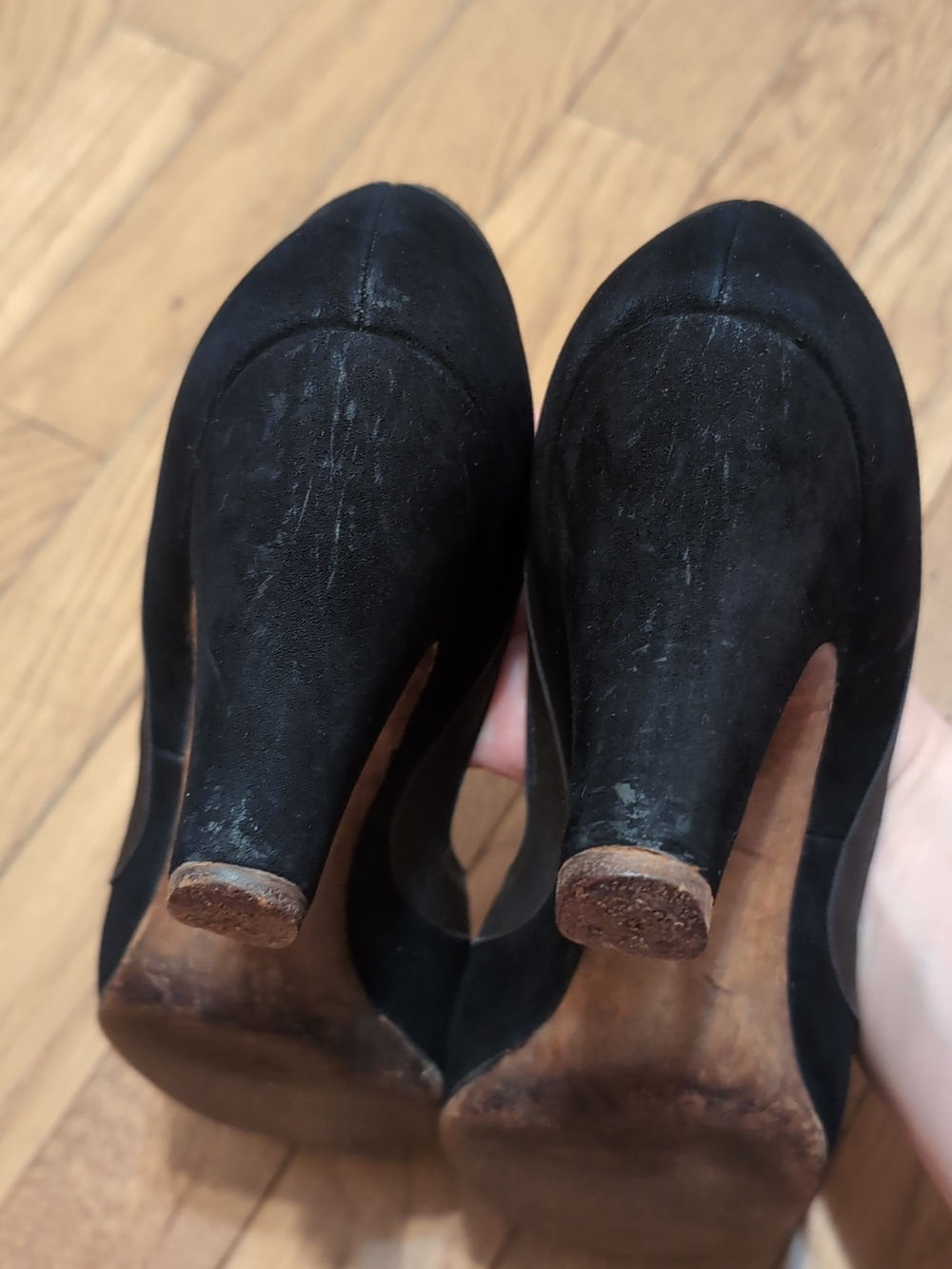 Black Vintage Pumps High Heel Shoes Maralyn Last Peep Toe - Picture 5 of 7